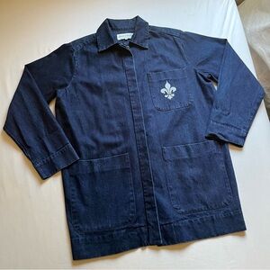 ETRE CECILE blue denim chore three‎ pocket long sleeve line button up jacket